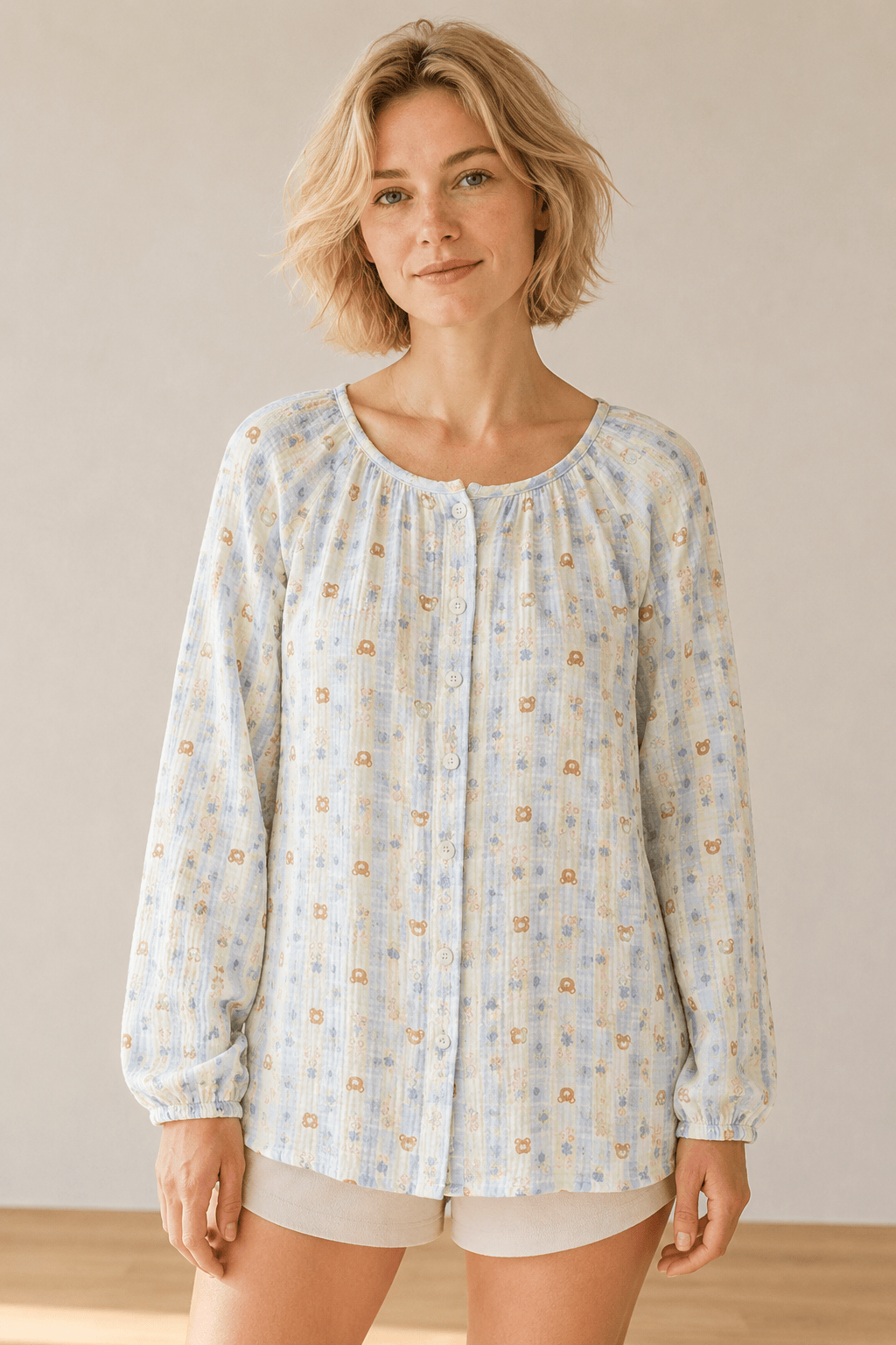 Haut de pyjama femme manches longues | Imprimé Nature Image