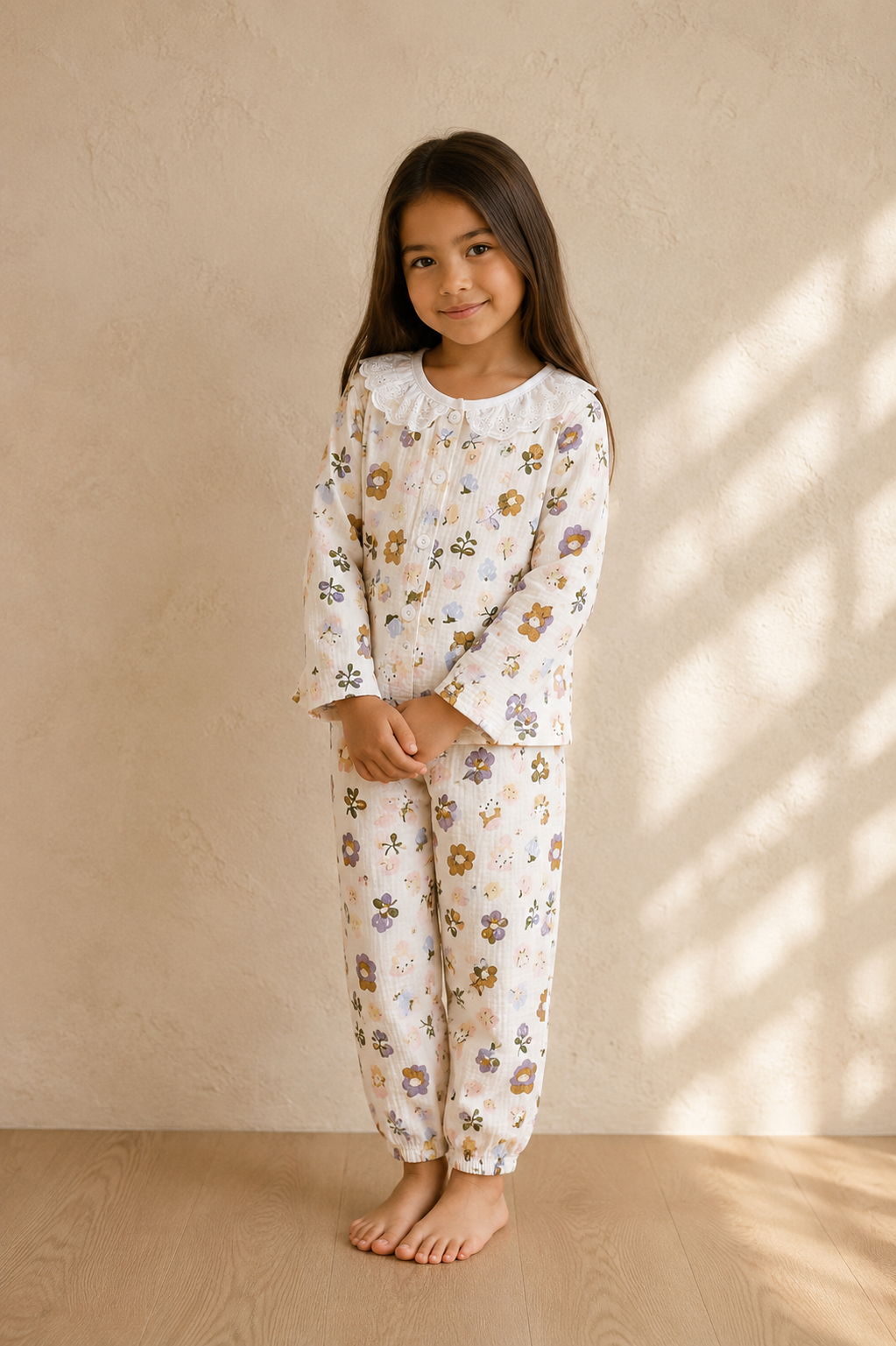 Pyjama coton fille | Imprimé Floral