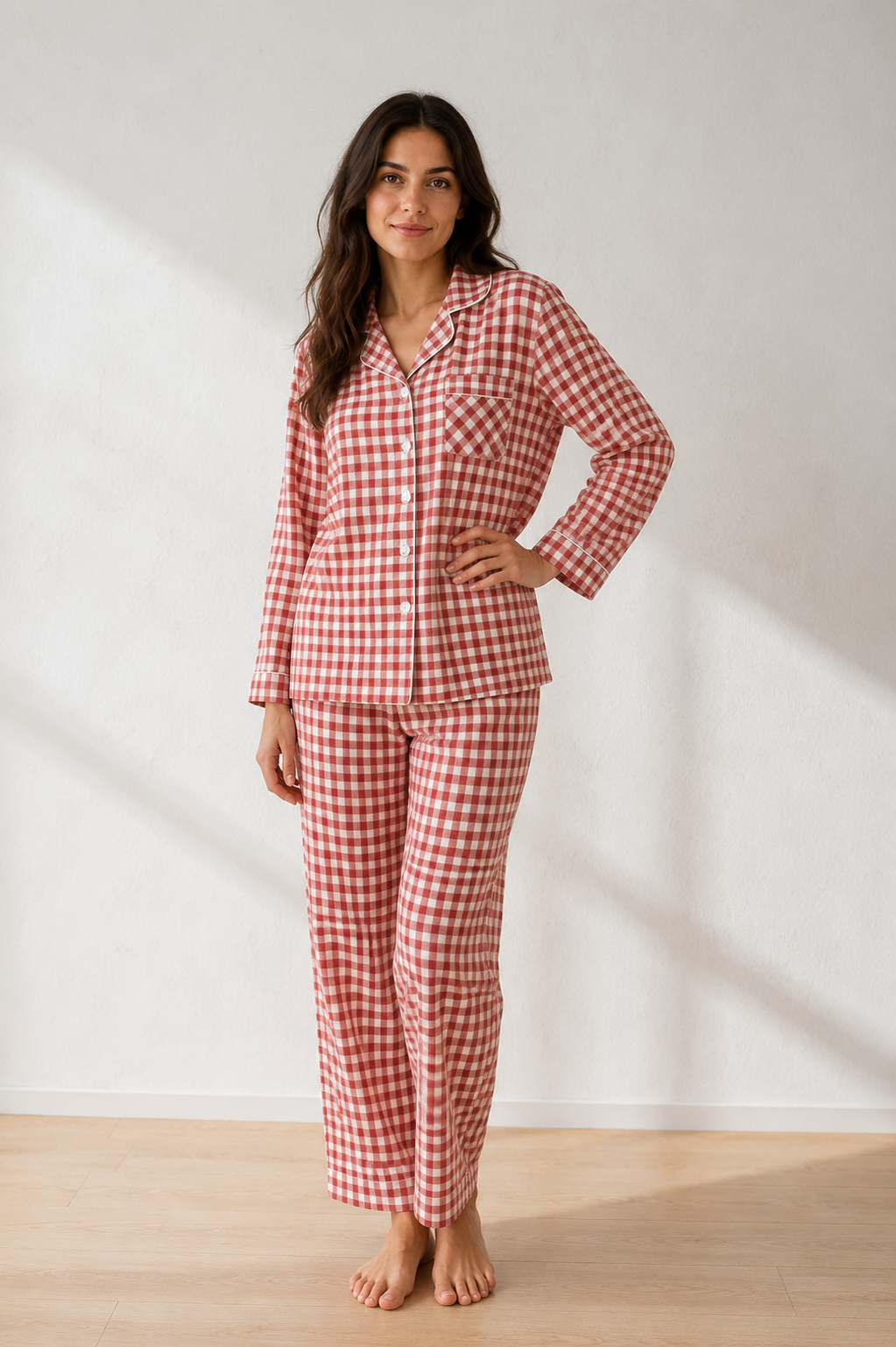 Pyjama rouge à carreaux femme | Noval