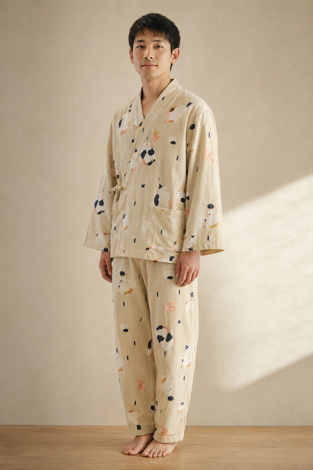 Pyjama kimono homme | Imprimé chat