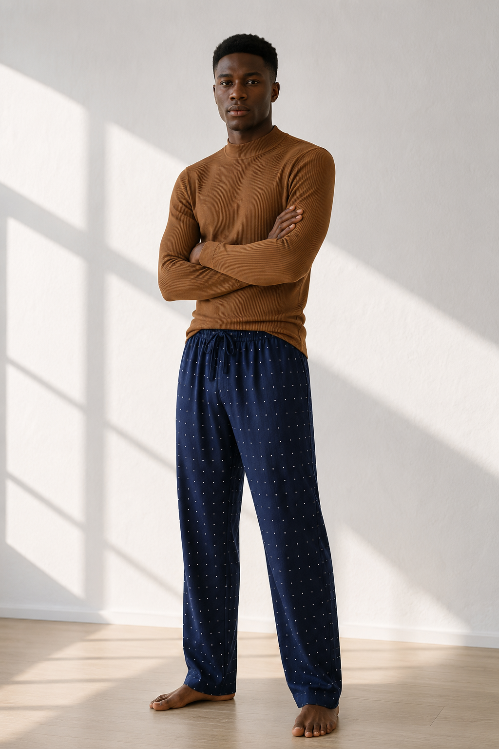Pantalon de pyjama en coton homme | Imprimé points