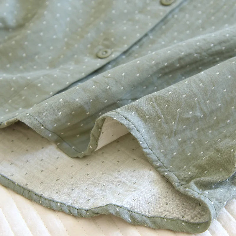 Pyjama long en coton femme | Imprimé points
