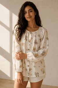 Haut de pyjama femme manches longues | Imprimé Nature