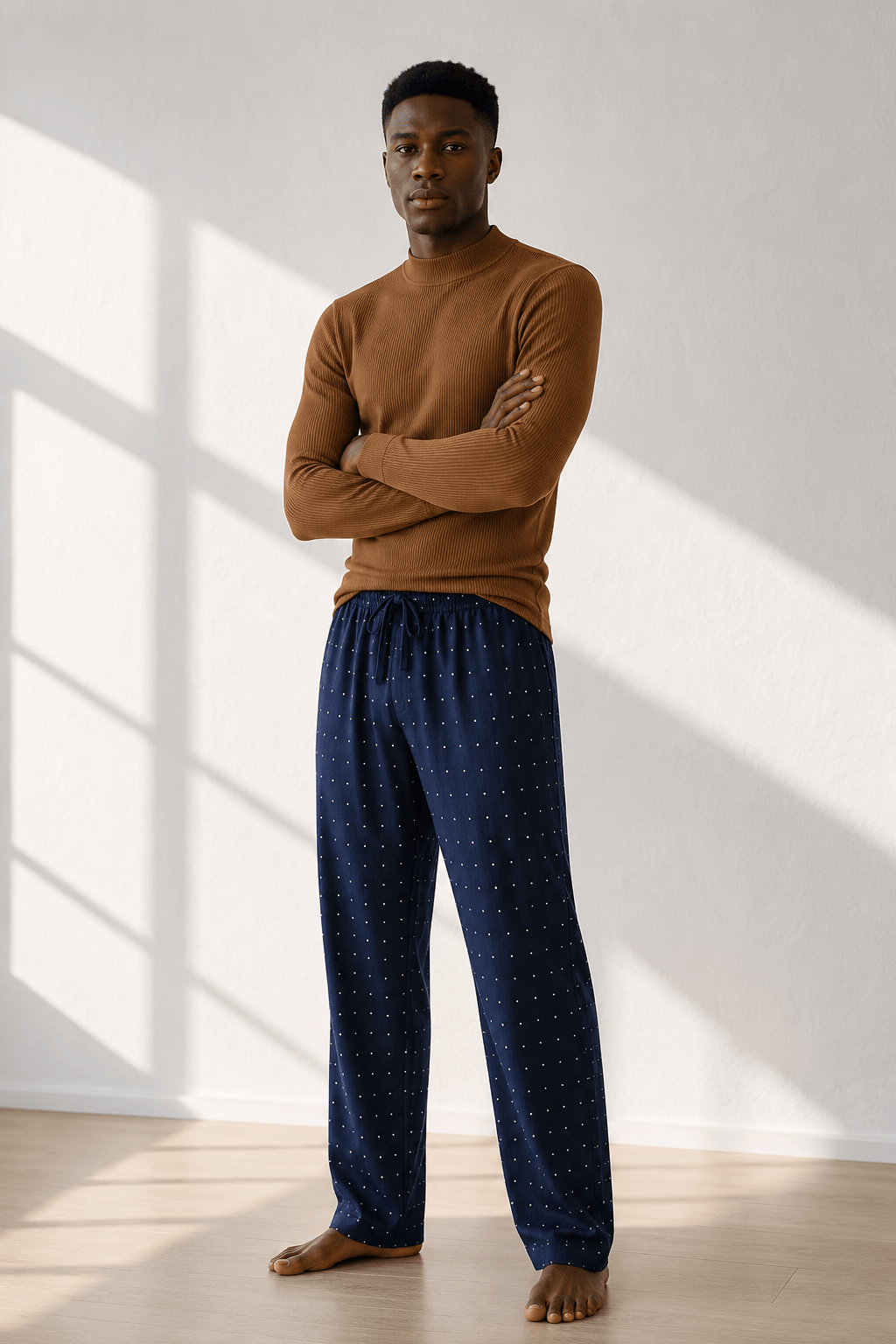 Pantalon de pyjama en coton homme | Imprimé points