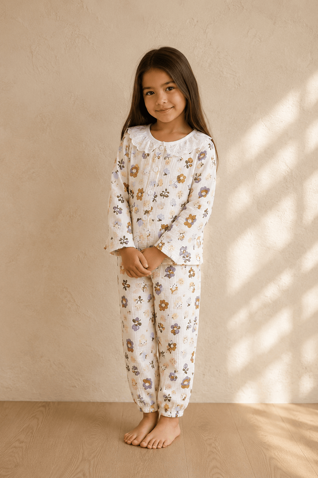 Pyjama coton fille | Imprimé Floral