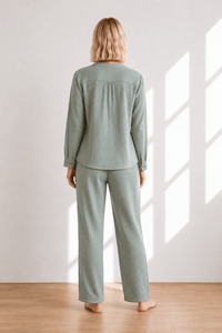 Pyjama long en coton femme | Imprimé points