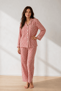 Pyjama rouge à carreaux femme | Noval