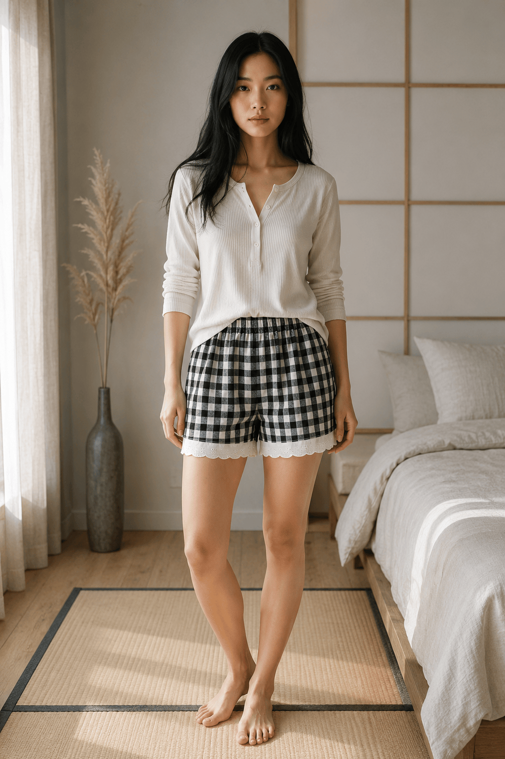 Short de pyjama à carreaux femme | Soline